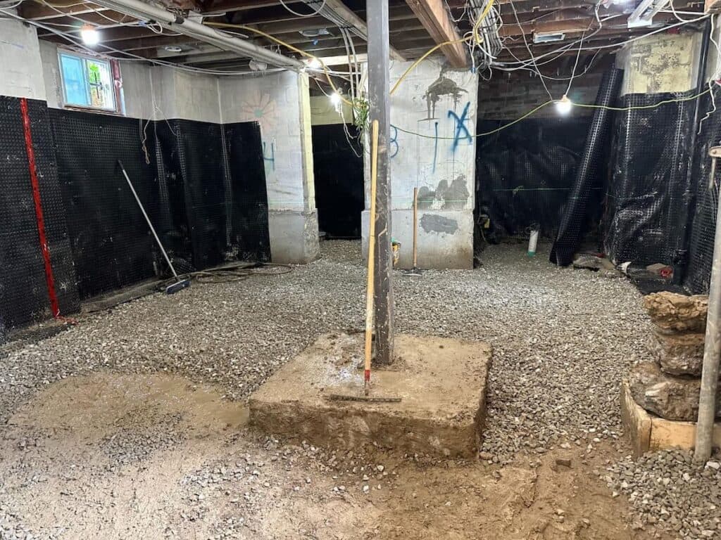 New underpinning piers in a Markham basement