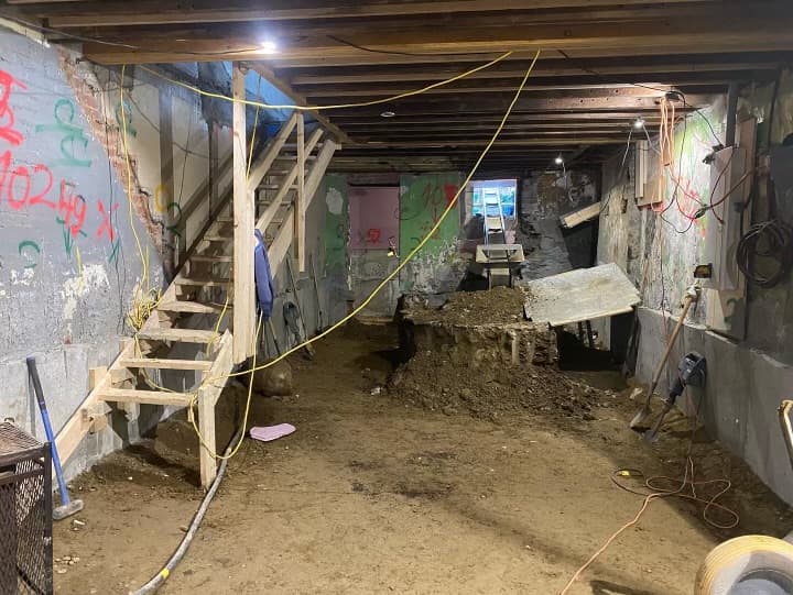Foundation repairs during East York underpinning