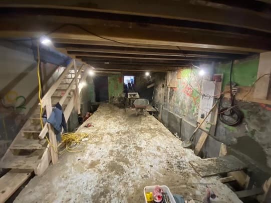 Residential basement underpinning in Brampton